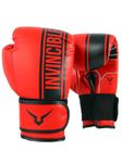 Invincible Tejas Fitness Training Synthetic Leather Boxing Gloves for Men & Women (Red-Black, 14 OZ)