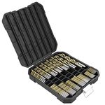 100 x TopsTools TT100TW 1mm - 10mm Mix Size Titanium Coated HSS Twist Drill Bits Storage Box Set For Wood Plastic Copper Brass Compatible with Bosch Dewalt Makita Milwaukee and Many Others