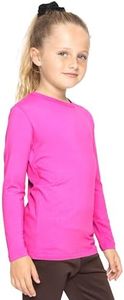 Girl's Long Sleeve Crew Neck Top Neon Hot Pink XX-Large