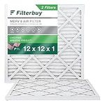 Filterbuy 12x12x1 Air Filter MERV 8 Dust Defense (2-Pack), Pleated HVAC AC Furnace Air Filters Replacement (Actual Size: 11.69 x 11.69 x 0.75 Inches)