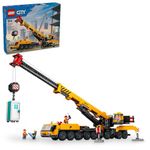 LEGO City Yellow Mobile Construction Crane Toy Set for Boys and Girls, Long Extendable Boom and 4 Worker Minifigures Included for Imaginative Role Play, Construction Toy Birthday Gift for Kids, 60409