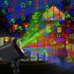 2022 Designed RGB Christmas Projector Lights Outdoor Waterproof Laser Light Red Green and Blue Star Shower with Remote Landscape Spotlight for Christmas Holiday Party Yard Patio Decoration