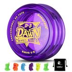 YOSTAR Yoyo Kids Responsive Yoyo D3 Dawn, 2A Looping Trick Yoyo Beginners Kids, Plastic Yo Yo Professional Yoyo Ball, Crystal Yoyo Easy to Return, with 6 Replacement Yoyo Strings + Yo Yo Bag (Purple)