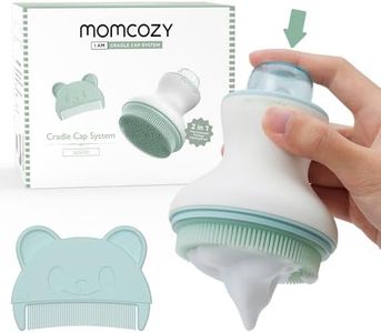 Momcozy﻿ Innovative Cradle Cap Brush with Pump, 2-in-1 Baby Cradle Cap Brush with Bubbler, Newborn Cradle Cap System, Shampoo Brush Baby Bath Essential Foamer Brush, Baby Hair Brush, Green