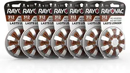 Rayovac Hearing Aid Batteries Size 312 for Advanced Hearing Aid Devices, 8 Count (Pack of 7)