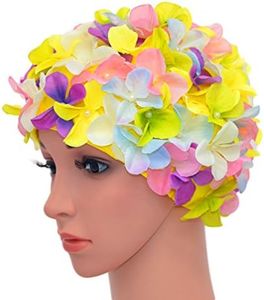 Medifier Gorros de baño retro de pétalos florales vintage para mujer, multicolor