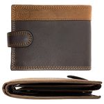 MOIRENTO®, Brown Tan Wallet, RFID Blocking, Real Leather Mens, with Coin Pocket, 7 Card Holders, 2 ID Windows, 2 Banknote Compartments, Men Trifold Billfold Two Tone UK 502BTAN