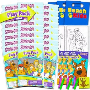 Scooby Doo Birthday Party Favors Set - Bundle with 24 Warner Bros Scooby Doo Play Packs | Mini Coloring Books, Stickers, Door Hanger for Goodie Bags (Scooby Doo Party Supplies)