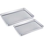 Baking Tray Sheet Set of 2, Stainless Steel Tray Baking Pan Professional, Non Toxic & Healthy, Mirror Finish & Rust Free, Easy Clean & Dishwasher Safe