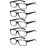 Norperwis Reading Glasses 5 Pack Quality Readers Spring Hinge Glasses for Reading for Men and Women (5 Pack Black, 1.25, multiplier_x)