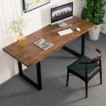 G Fine Furniture Wooden Study Table for Adults | Work from Home Computer/Laptop Writing Desk | 45X18X30 Inch | Solid Sheesham Wood & Iron Legs(Brown & Black)