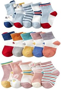 NBPLER 15 Pairs Cotton Crew Socks for Kids Boys Girls