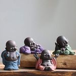 Kingzhuo A Collection of Cutie 4 Smiling Buddha Laughing Buddha Statue Adorable Figurine 4 Lovely Little Buddha Cutest Baby Buddha Great Details Giftable Make You Happy (4 Buddhas)