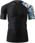 ADOREISM Men's Quick-Dry UPF 50+ Sun Protection Short Sleeve Rash Guard, Heytoucan, Large