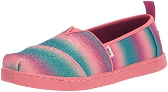 TOMS Unisex-Child Alpargata Loafer Flat, Dark Fuchsia Gradient Glitter, 4 Big Kid