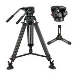 MagicLine 65.7 inch Heavy Duty Aluminum Video Camera Tripod with Fluid Head, 2 Pan Bar Handles, Adjustable Mid-Level Spreader，QR Plate, Max Load 26.5 LB for Canon Nikon Sony DSLR Camcorder Cameras