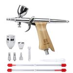 Bucasso Airbrush Kit, Air Brush Spray Gun with 0.3mm/0.5mm/0.8mm Needles/Nozzle Sets, 3cc/7cc/11cc Replaceable Fluid Cup for Painting Model Nails Cake Tattoo Makeup