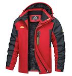 TACVASEN Waterproof Jackets Mens Mountain Fleece Jacket Outdoor Breathable Softshell Jacket Rain Coat Mens Snow Skate Ski Snowboard, Red, L