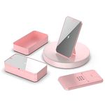 CarbonKlean UVKlear - UVC Kit with Wireless Charger, Removable Mobile Cosmetics Mirror and UV Cleaner - Pink