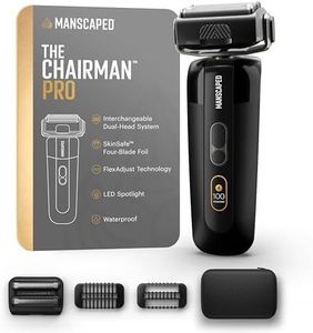 MANSCAPED® The Chairman™ PRO Men’s Foil Shaver - Two Interchangeable Blade Heads, SkinSafe® Four-Blade Foil & Stubble Trimmer, Face Shaver, USB-C & Wireless Compatible Charging, Gentle on Neck Area