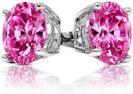 2CT Pink Moissanite Stud Earrings, Round 14K White Gold GRA Certified