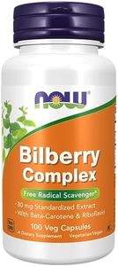 NOW Foods Supplements, Bilberry (Vaccinium myrtillus)Complex 80 mg with Beta-Carotene & Riboflavin, 100 Veg Capsules