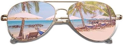 SOJOS Classic Aviator Sunglasses for Women Men Metal Frame Spring Hinges SJ1030,Bright Gold/Pink