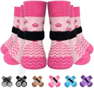 EXPAWLORER 6Pcs Anti Slip Dog Socks to Prevent Licking Paws, Dog Shoes for Hot Pavement, Double Sides Dog Boots & Paw Protectors Booties for Hardwood Floors with Grippers Small Medium Large Senior Dog