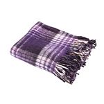 Hugger Mugger Recycled Plaid Yoga Blanket - Purple - Use as a Yoga Prop, Made From Recycled Materials, Very Soft, Supportive, Extra Thick, Warm and Cozy