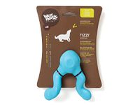West Paw Zogoflex Tizzi Treat Dispensing Dog Toy – Interactive Play Toy for Dogs, Puppies – Floatable, High-Flying Dog Toys for Fetch, Catch, Tug of War, Recyclable, Dishwasher Safe, Small, Aqua Blue