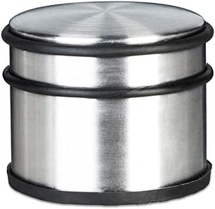 Relaxdays Tope Puerta, Acero Inoxidable, Grande, Goma Protectora, para Puerta Pesada, 7,5 x 9,5 x 9,5 cm, Color Plata