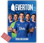 Everton Calendar 2025 A3 Toffees Football Gift Present with FREE Organising Stickers