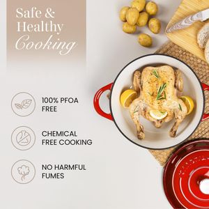 Nuovva 5 Quart Dutch Oven – Red Cast Iron Casserole Pot