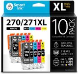 Smart Ink Compatible Ink Cartridge Replacement for Canon PGI 270 XL CLI 271 (2PGBK/BK/C/M/Y 10 Pack Combo) to use with PIXMA MG5720 MG5721 MG5722 MG6820 MG6821 MG6822 TS5020 TS6020