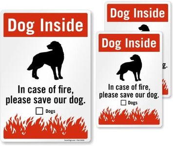 SmartSign (Pack of 3) “Dog Inside - in Case of Fire Please Save Our Dog” Pet Rescue Label Set, One 3.75"x5.5" & Two 2.75"x4" - Engineer Grade Reflective Decals, Red, Black and White, Made in USA