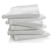 Living Fashions Bar Mop Kitchen Bathroom Cleaning Towels, Set Of 6, Size 16” X 19”, First Quality, 100% Cotton, Color, Machine Washable 16" x 19" Brilliant White