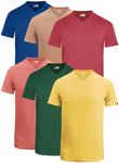 JRC Just Royal Clothing Mens V-Neck Short Sleeve T-Shirts, Casual Vee Neck Tops, Pack of 6 (Hot-1, M)