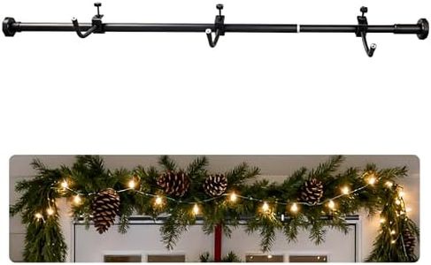 Zan Mast Garland Hanger Front Door, Front Over Double Door Frame Doorway Garland Hanger Holder Adjustable Hangers Hooks Black Wreath Adjustable (32" to 80")