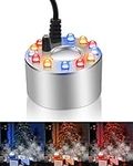 MOXTOYU Mist Maker, 12 LED Lights Ultrasonic Aluminum Mist Machine Humidifier, Multi-Purpose Plug-In Mist Water Fountain with Splash Guard, Mini Fog Atomizer for Halloween, Party, Pond, Fish Tank