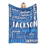 Dr.TOUGH Personalized Blankets with Name Customized Baby Blankets for Girls Boys Adults Monogrammed Blankets and Throws Christmas Birthday Mothers Fathers Valentines Day Gift (Blue,50''×60'')