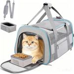 SECLATO Soft-Sided Cat Carrier for Pets Up to 15lbs, Airline Approved Under-Seat Travel Carrier, 17x12x11 Inch, TSA Approved with Collapsible Bowl, Breathable Mesh & Removable Pad, Lightgrey