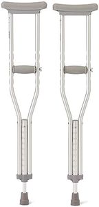 Medline Youth Aluminum Crutches for Kids, Adults & Seniors 4’6”–5’2”Tall, Walking Aid for Reliable Balance, Comfortably Holds Up to 300 lbs.