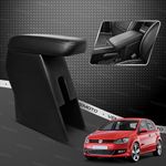 VEMOTO™ 2.0 High-End Car Center Armrest with Storage Compartment and Ultimate Comfort for Volkswagen Polo (Black)