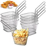 DURANTEY 8 PCS Chip Serving Frying Baskets Mini Chip Baskets Stainless Steel Chip Serving Basket Fried Baskets Serving Fry Baskets Food Presentation Basket for Chips, Onion Rings, Chicken Wings,Silver