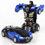 Cable World Plastic Battery Operated Converting Car to Robot, Robot to Car Automatically,Robot Toy, with Light and Sound for Kids Indoor and Outdoor 3 Year, Pack of 1