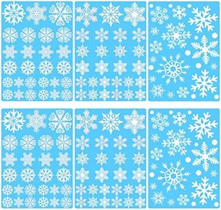 6 Sheets Christmas Stickers White Snowflake Window Glass Clings for Xmas New Year Winter Ice and Snow Theme Fashion Party Wonderland Decoration Ornaments Crafts