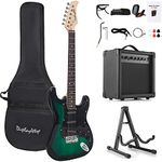 Display4top Full-Size Electric Guitar Most complete Beginner Super Kit Package with 20 Watt Amplifier, Guitar Stand, Bag, Guitar Pick, Strap,spare Strings, Tuner, Case and Cable (Green)