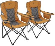 ARROWHEAD OUTDOOR 2-Pack Portable Deluxe Folding Camp Quad Chair w/Headrest, Glass & Cup Holders, Armest 6-can Cooler, Heavy Duty Carry Bag, 550 lbs Weight Capacity