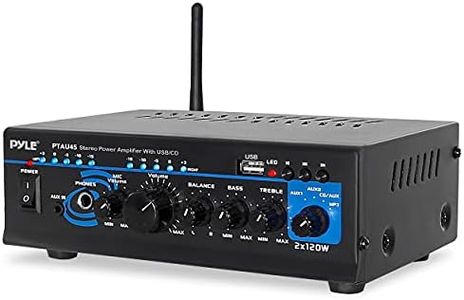 Pyle Home Bluetooth Audio Power Amplifier 2X120 Watt - Portable 2 Channel Surround Sound Stereo Receiver w/ USB - Amplified Subwoofer Speaker, CD DVD, MP3, iPhone, Phone, Theater, PA System -PTAU45.5