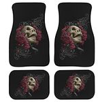 Kuiaobaty Skulls Red Roses Non-Slip Car Floor Mats Skeleton Head Black Premium Carpet Gothic Universal Fit Most Car Van Truck Sedan